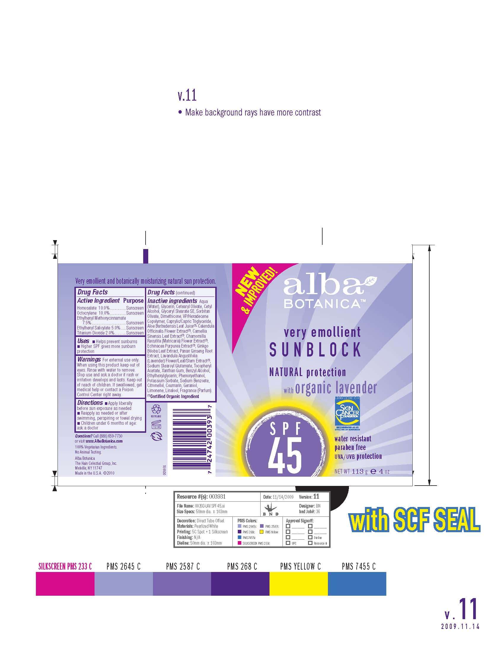 Alba Sunblock Natural Lavender SPF 45